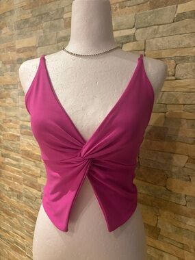 Fashion Nova Hot Pink Twist Front Crop Top S
